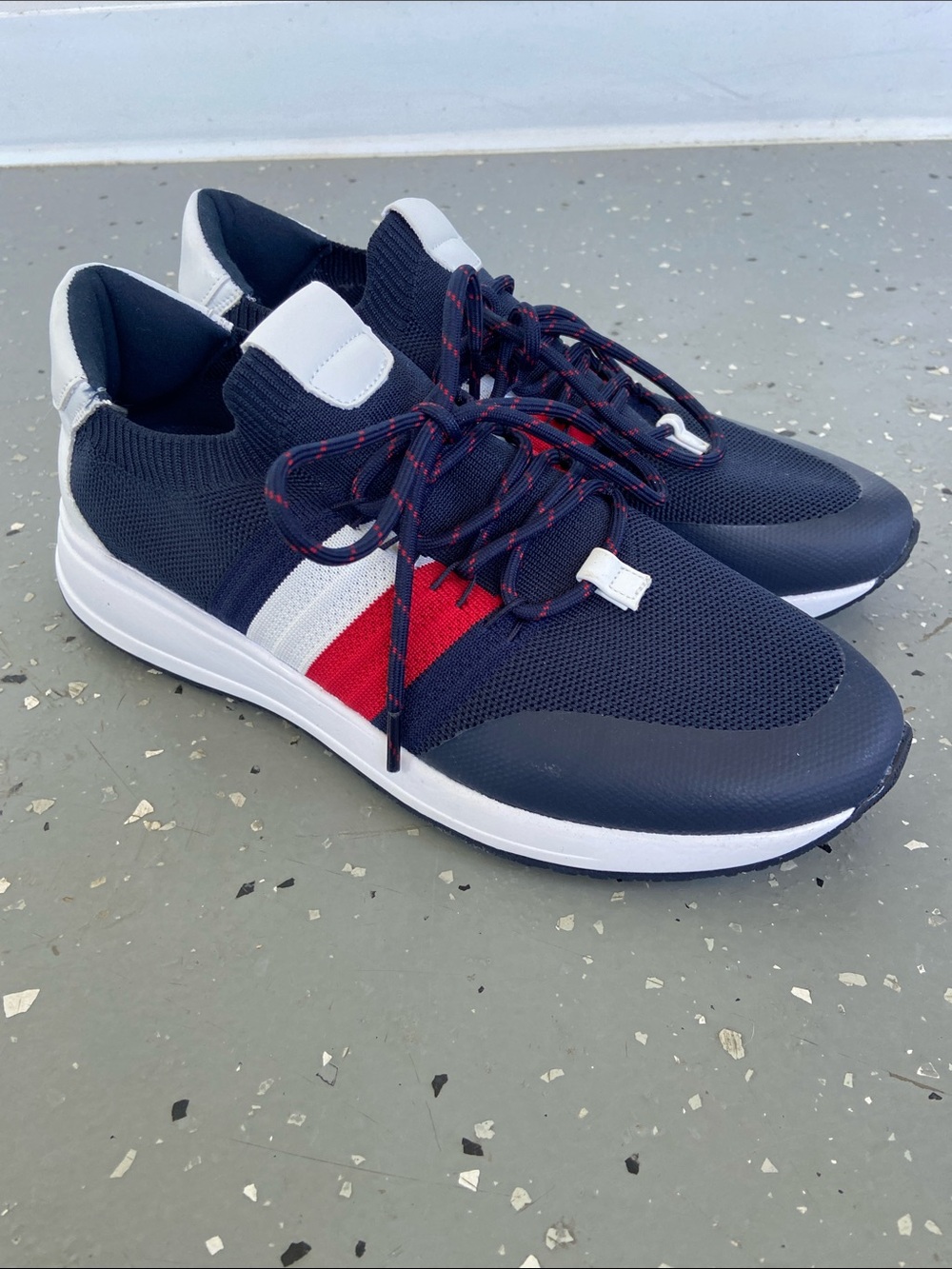 Tommy Hilfiger Navy Knit Women's Sneaker with Red & White Stripe